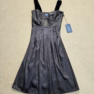 NWT Simply Vera Gray Satin Sleeveless A-line Dress Party Sz 2